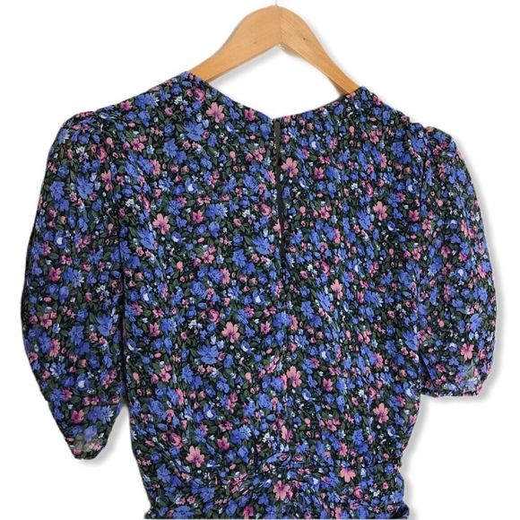 Astr Shirred Bottom Purple Floral Mini Dress NWT - Picture 9 of 15